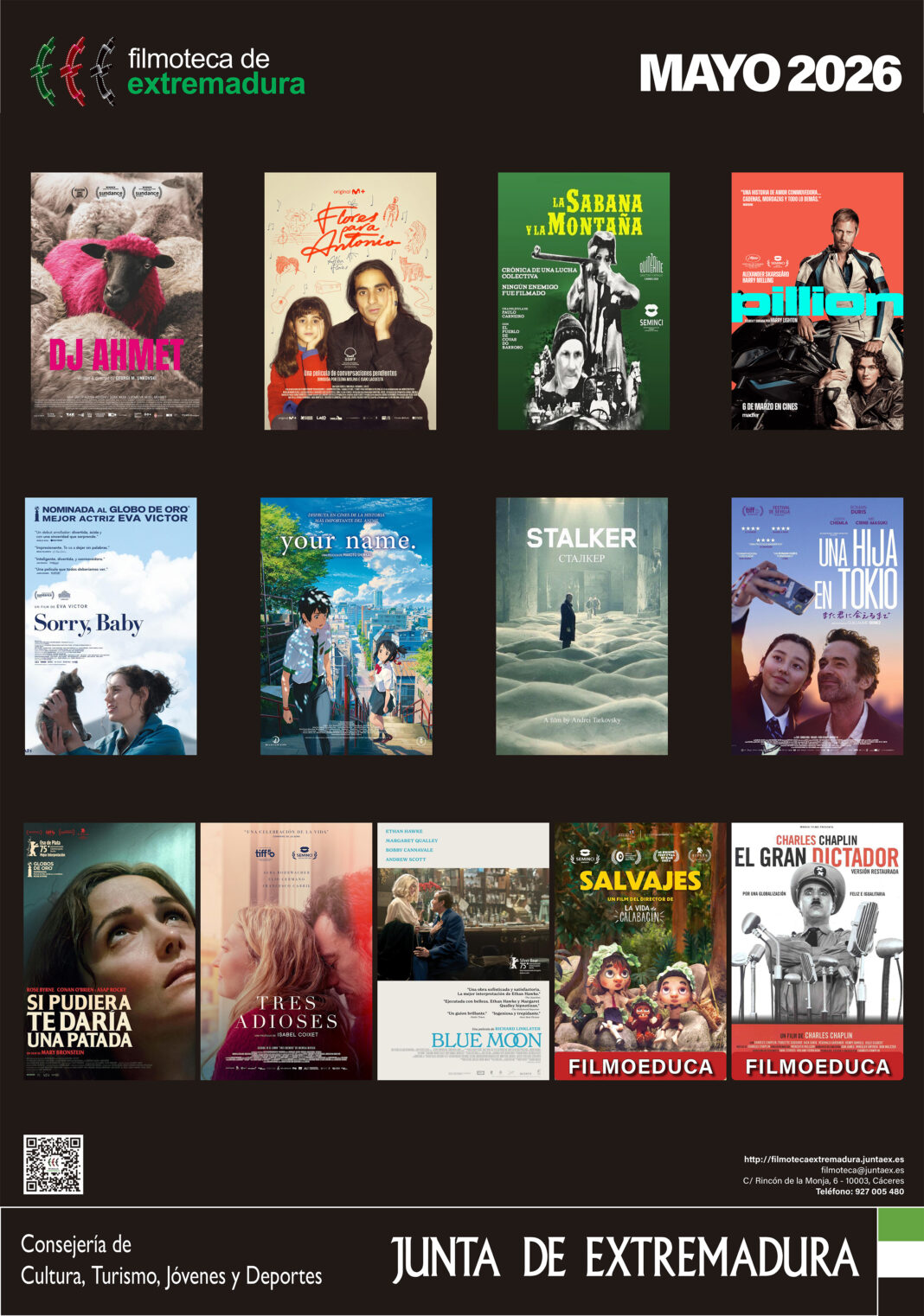 La Filmoteca de Extremadura programa ocho ciclos y trece películas para el mes de mayo en sus distintas sedes