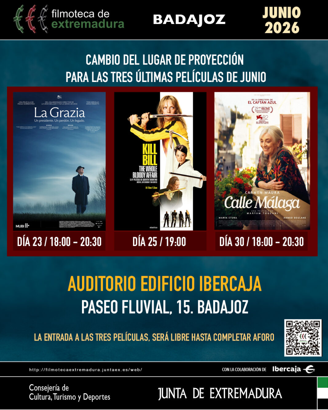 La Filmoteca de Extremadura traslada temporalmente sus proyecciones en Badajoz al edificio de Ibercaja