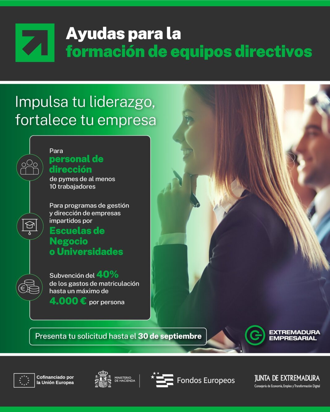 La Junta de Extremadura abre una nueva convocatoria de ayudas para la formación de equipos directivos de pymes con una dotación de 250.000 euros