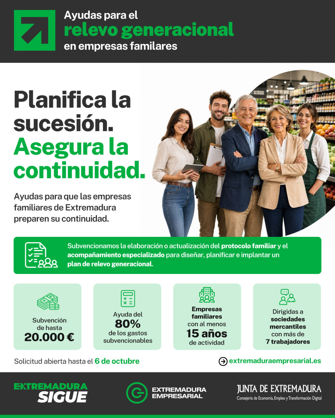 La Junta de Extremadura destina 500.000 euros para impulsar el relevo generacional en las empresas familiares de la región