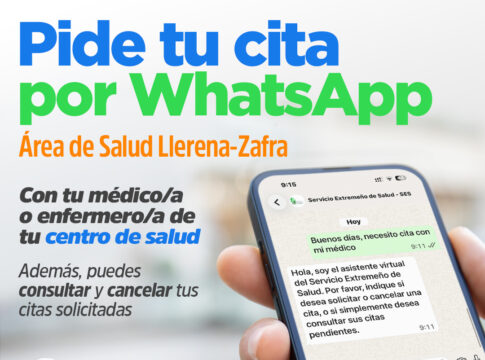 El SES amplía al Área de Salud de Llerena-Zafra el servicio de cita previa en Atención Primaria a través de WhatsApp