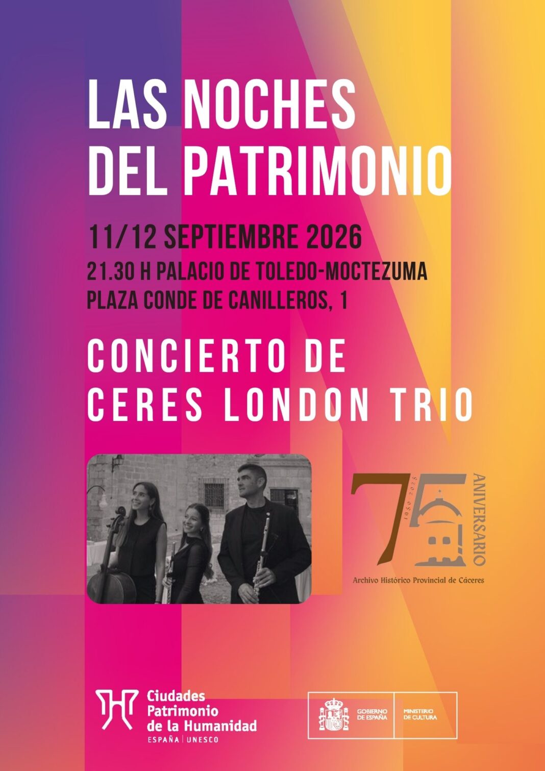 El Archivo Provincial de Cáceres celebra su 75 aniversario con un concierto de música de cámara y una conferencia sobre indumentaria tradicional cacereña